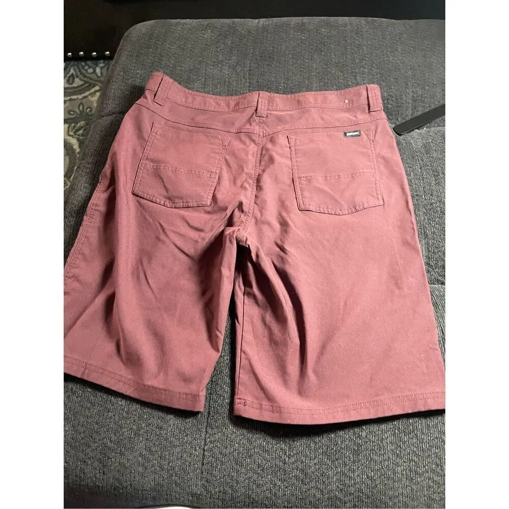 Prana Mens Maroon Standard Fit Flat Front Casual Chino Shorts Size 36/11